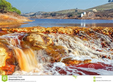 Waterfall In The Rio Tinto Huelva Spain Stock Image Image Of