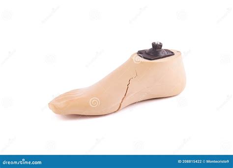 Broken Prosthetic Foot Isolated On A White Background Stock Photo