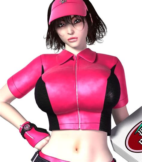 Umemaro Rika Yagyu Pizza Takeout Obscenity Visor 1girl 3d Breasts Brown Hair Delivery