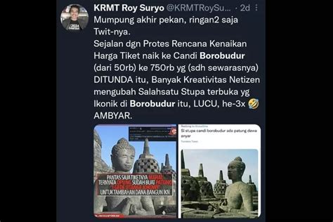 Foto Stupa Borobudur Mirip Jokowi Viral Polri Bergerak Tangkap Roy