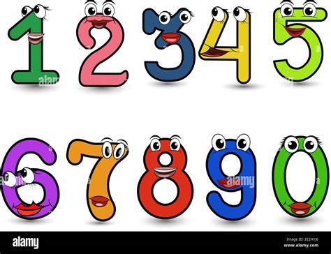 Funny Hand Drawn Set Of Cartoon Styled Font Colorful Numbers One Two Three Four Five Six