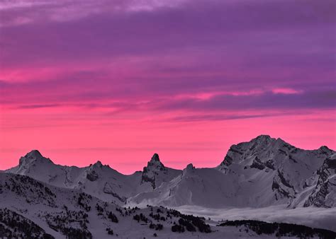 Edit Fantastic And Very Cold High Altitude Sunset Switzerland Alps
