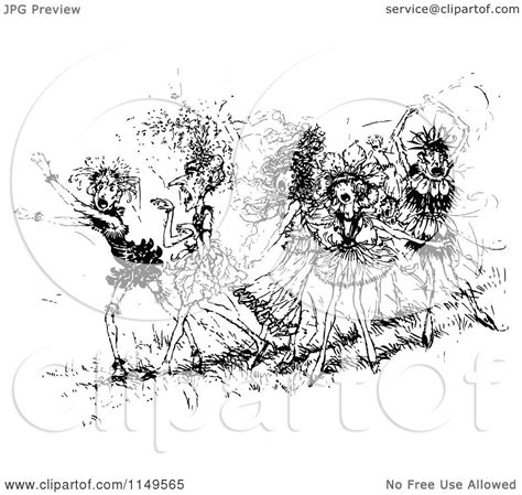 Clipart Of Retro Vintage Black And White Crazy Women Royalty Free