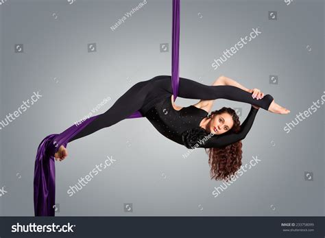 Beautiful Dancer On Aerial Silk Aerial Contortion Aerial Ribbons