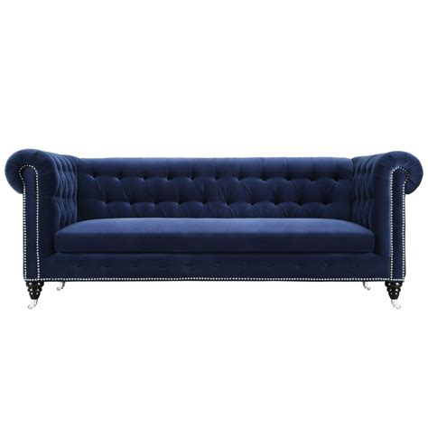 Tov Furniture Modern Hanny Navy Blue Velvet Sofa Tov S99