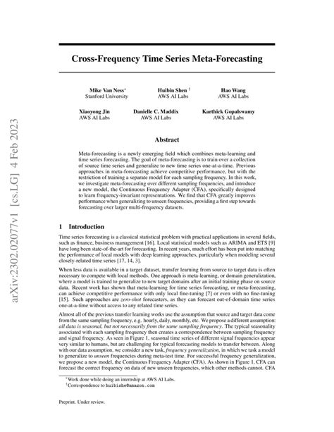 Cross Frequency Time Series Meta Forecasting Deepai