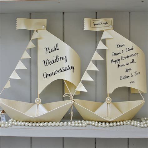 The most common pearl anniversary gift material is metal. Pin on Our Lovely Paper Boat Card Keepsakes