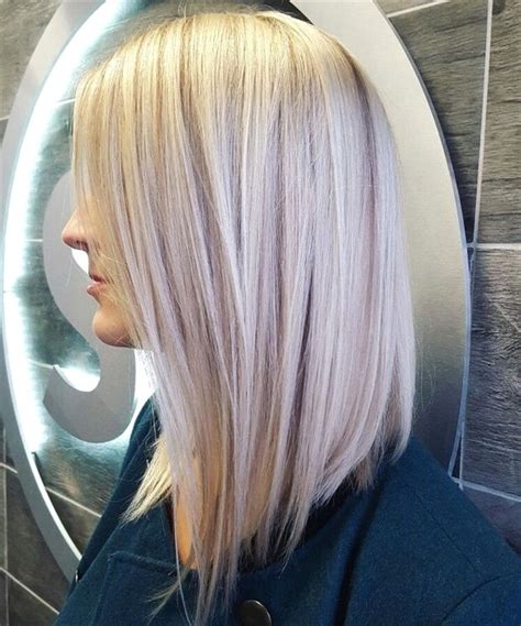 Lob Long Bob Platinum Blonde Icy Blonde Lowlights Aloxxi Medium Length Haircut Blonde