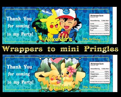 Wrapper Mini Pringles Pokemon Wrapper Labels Choose Your Etsy