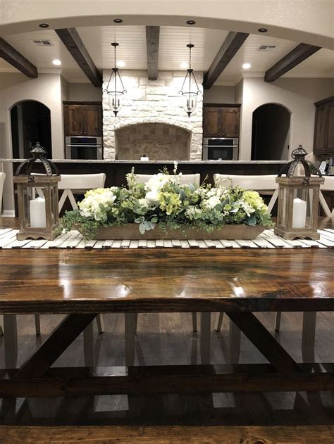 Rated 4.5 out of 5 stars. Dough Bowl. Floral. Lanterns. Rustic runner. | Dining room ...