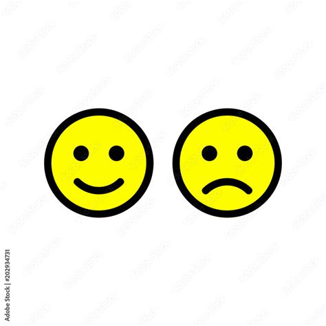 Happy And Sad Face Icons Smiley Face Symbols Flat Stile Vector