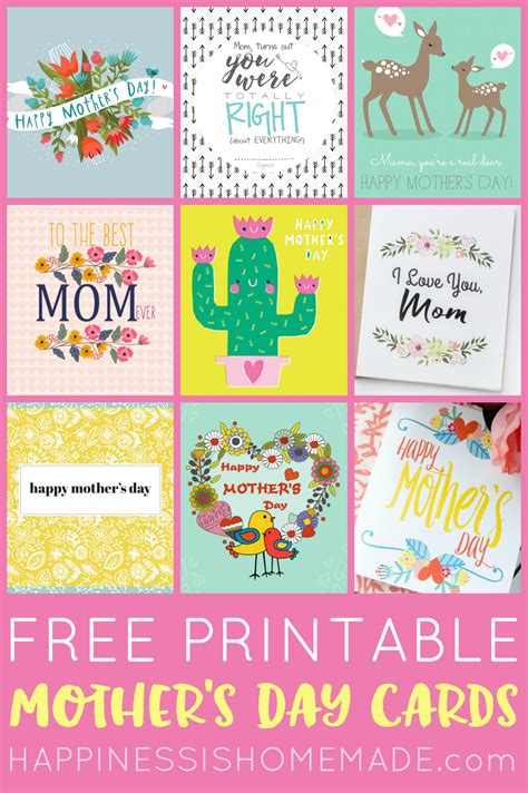 They gave birth to us, fed us, clothed us, and put up with so much of our silly antics over the years. Free Printable Mother's Day Cards - Happiness is Homemade