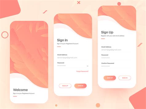 Mobile App Login Welcome Sign In And Sign Up Screens Search By Muzli