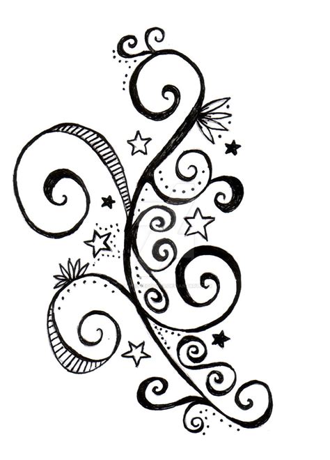 Star And Swirls Tattoo Design By Lynettecooper On Deviantart