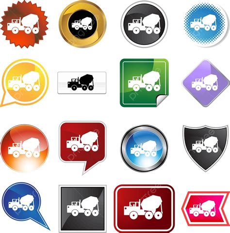 Cement Truck Icon Set Set Cement Construction Vector Set Cement