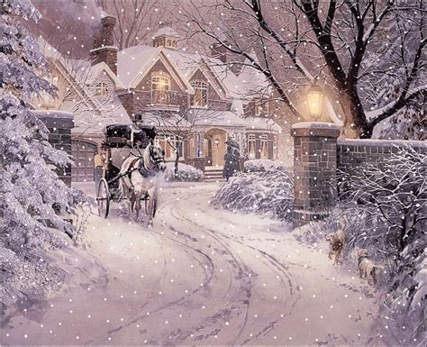 Thomas Kinkade Christmas Scene Click To Watch The Snow Come Down