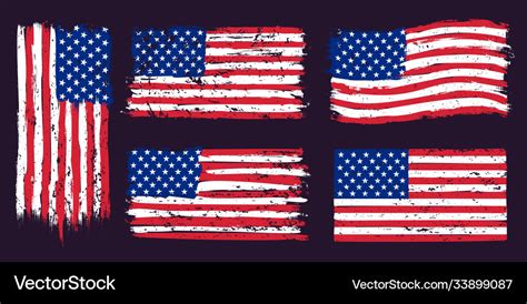 Usa American Grunge Flag Us Flags Graphic Design Vector Image
