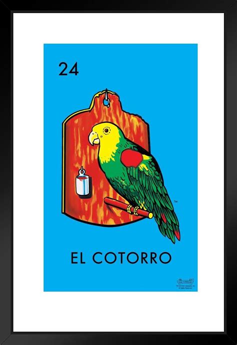 24 el cotorro parakeet loteria card mexican bingo lottery matted framed art print