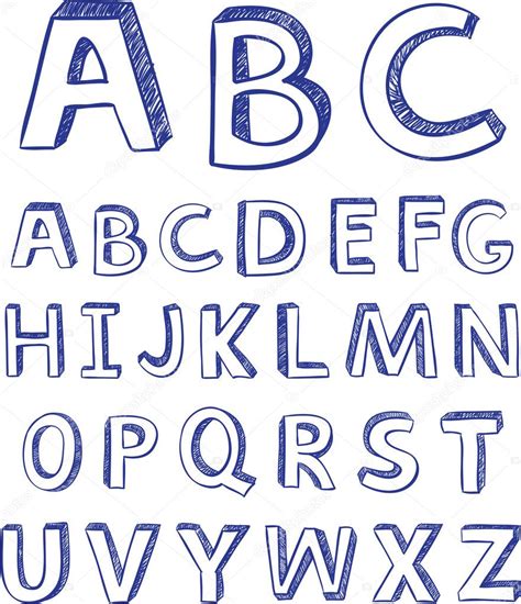 Alfabeto Con Letras Dibujadas A Mano — Vector De Stock © Colorvalley