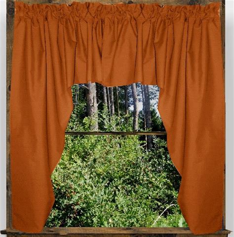 Solid Rust Colored Swag Window Valance Optional Center Piece Available