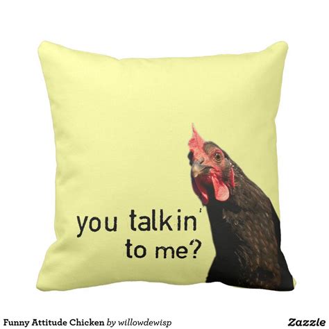 Funny Attitude Chicken Throw Pillow Throw Pillows