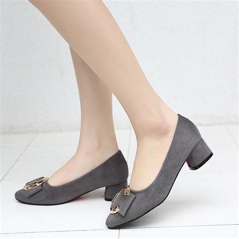 2017 New Sexy Black Women High Heels Pointed Toe Ladies Pumps Square