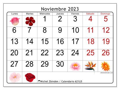 Calendario Noviembre De 2023 Para Imprimir “621ld” Michel Zbinden Mx