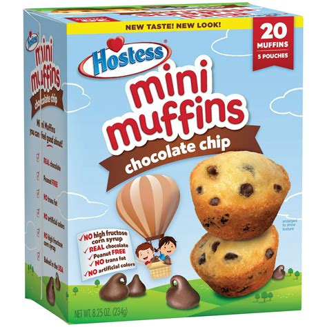 Hostess Chocolate Chip Mini Muffins Pouches 20 Count 825 Oz