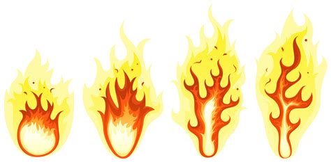 Dibujos Animados De Fuego Y Llamas Ardientes Conjunto 269579 Vector En