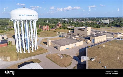 Flint Water Tower Flint Water Plant Flint Michigan Usa Stock Photo