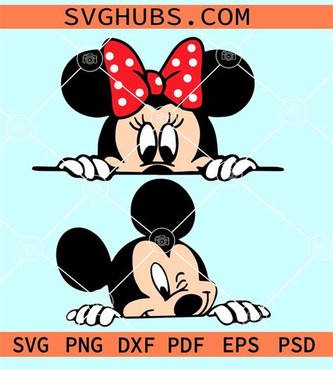 Peeking Mickey And Minnie SVG Disney Characters SVG