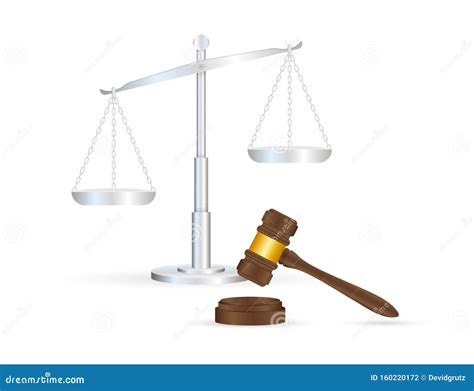 Justice Scales And Wood Judge Gavel Vector Illustration Stock Vector