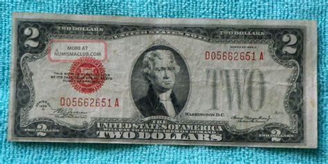 1928d 2 Two Dollar Red Seal Note Bill Da Block Rs7