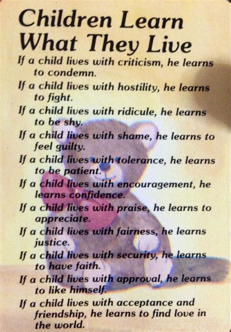 Children Learn What They Live Inspirational Words Of