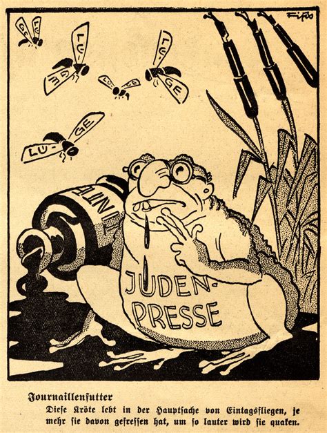 Antisemitic Cartoon Showing Depicting The Jewish Press As An Overgrown Bullfrog Drawn By Fips