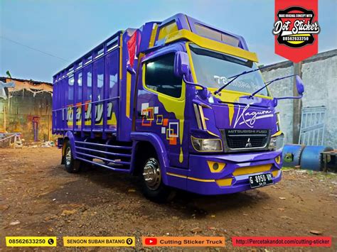 cutting sticker truck canter ungu simple elegan