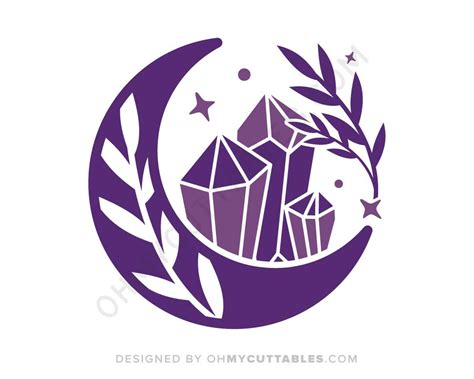Crystal Moon Botanical Svg Moon Phase • Ohmycuttables