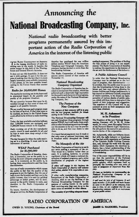 Announcing The National Broadcasting Company Inc Ad