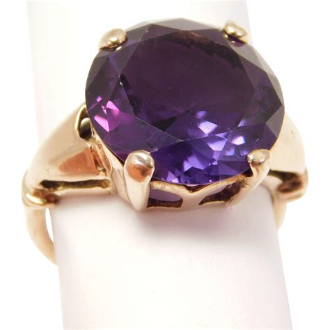 Estate Synthetic Alexandrite 10k Rose Gold Ring Pretty From