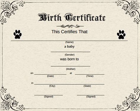 Pinkalee Howell On Puppies | Birth Certificate Template pertaining to