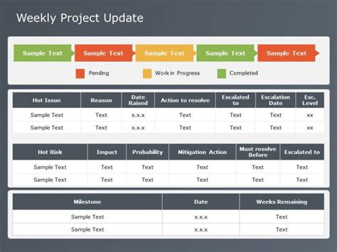 Weekly Project Status Project Status Report Project Management