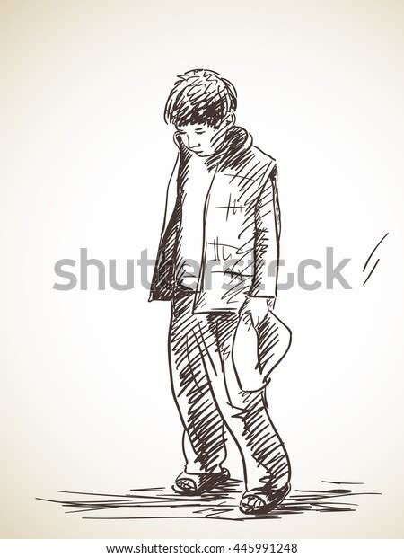 Sketch Sad Boy Hand Drawn Illustration Stock Vector Royalty Free