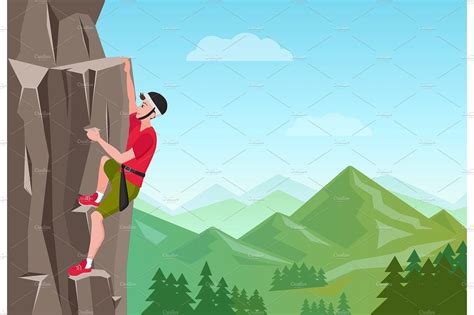 Climbing Mountain Cartoon