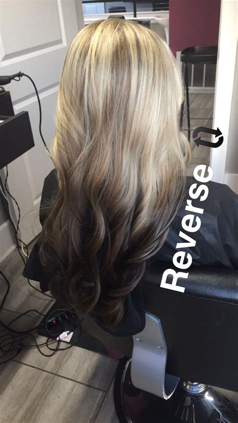 This is not recommended for thin strands because it will emphasize fineness throughout the crown, but it is a fun ombre hair color for blondes with medium to thick hair. Reverse ombre … | Reverse ombre hair, Hair styles, Dark ombre hair