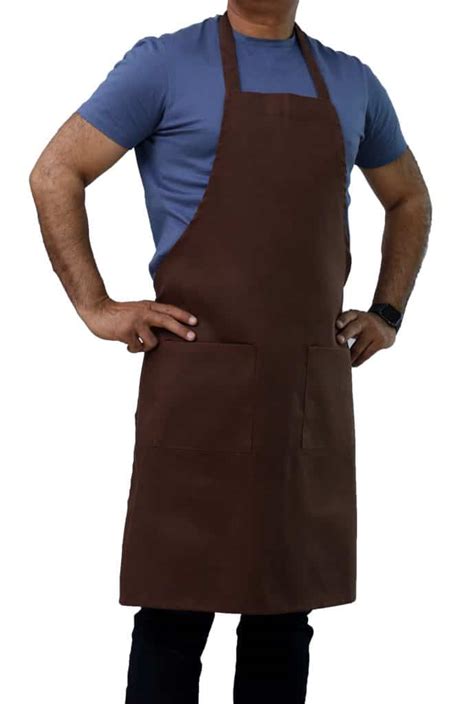 Quality Brown Apron With Pockets Restaurant Linen Store