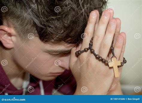 Teenage Boy Praying Stock Photo Image Of Christ Teenage 100141686