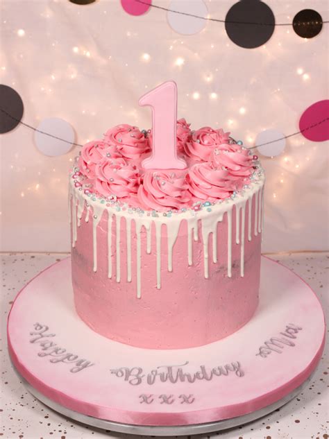 Pretty Pink 1st Birthday Cake Cakey Goodness