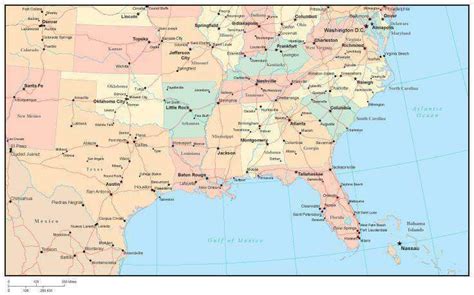 Southern Us Map With States And Capitals Map