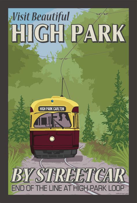 High Park Toronto Pcc Streetcar Transit Retro Print Lifemaps