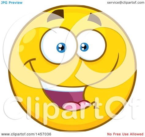 Clipart Of A Cartoon Happy Yellow Emoji Smiley Face Royalty Free